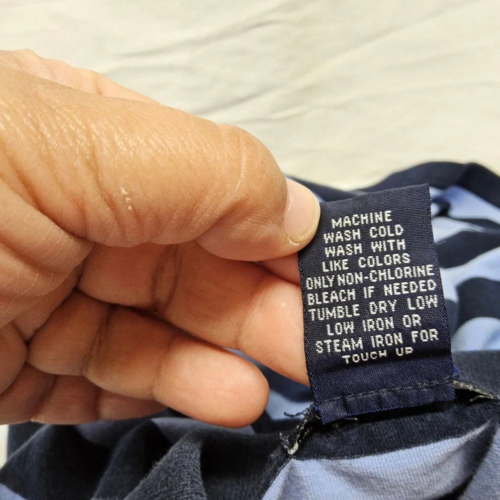 Ralph Lauren Polo Dress Kids 2T Blue Striped Long Sleeve Cotton Pony Logo